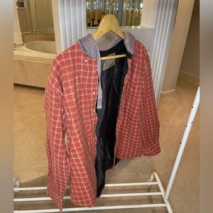 Red and white stripe men’s flannel